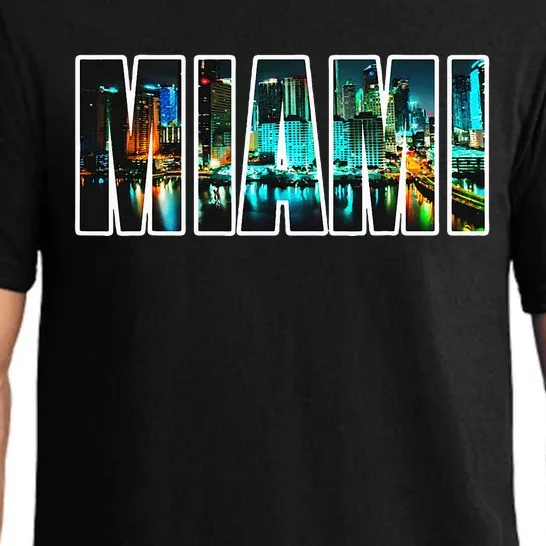 Miami Beach Urban Skyline City By Night Florida Usa Us Pajama Set