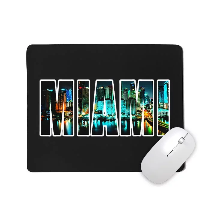 Miami Beach Urban Skyline City By Night Florida Usa Us Mousepad