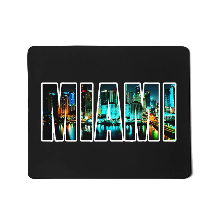 Miami Beach Urban Skyline City By Night Florida Usa Us Mousepad