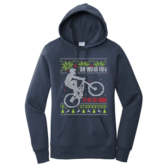 Mountain Bike Ugly Christmas Mountain Biking Women's Pullover Hoodie