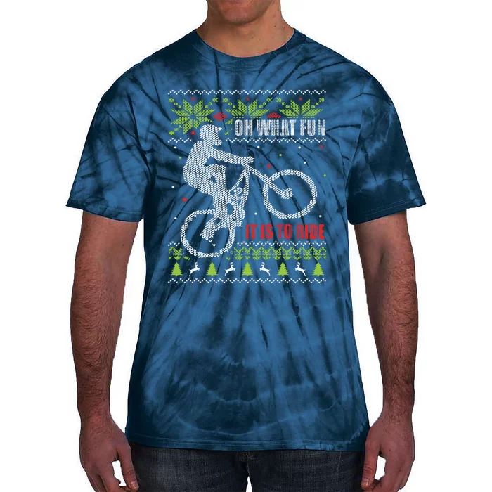 Mountain Bike Ugly Christmas Mountain Biking Tie-Dye T-Shirt