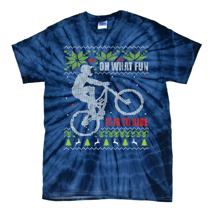 Mountain Bike Ugly Christmas Mountain Biking Tie-Dye T-Shirt