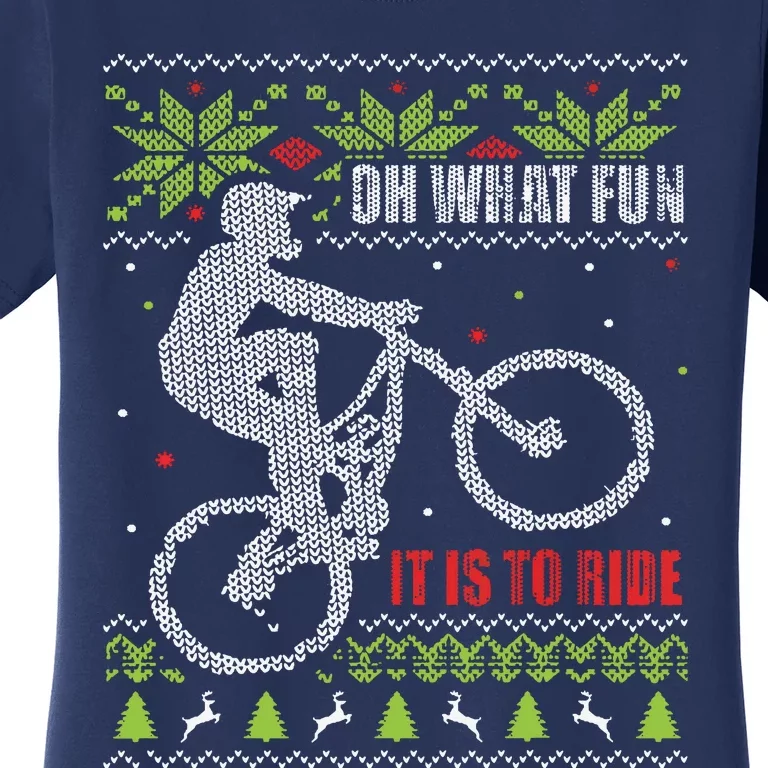 Mountain Bike Ugly Christmas Mountain Biking Women's T-Shirt