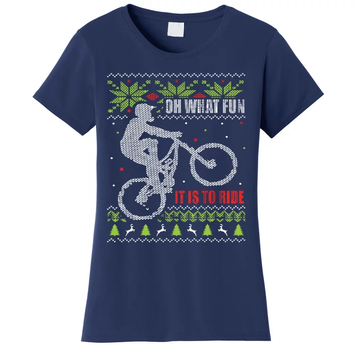 Mountain Bike Ugly Christmas Mountain Biking Women's T-Shirt