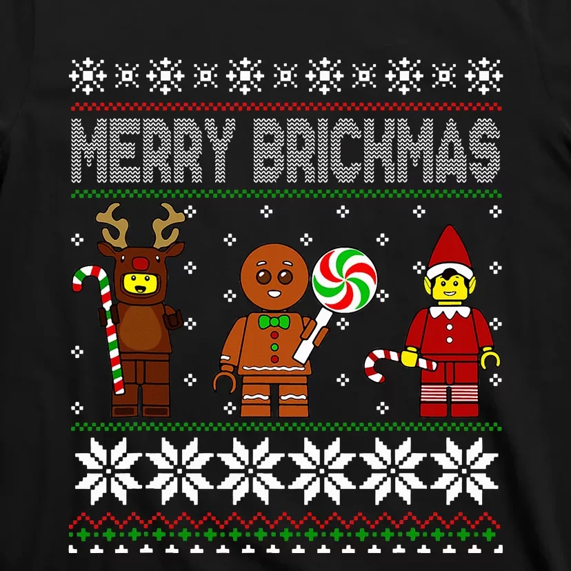 Merry Brickmas Ugly Christmas Block Brick Building T-Shirt