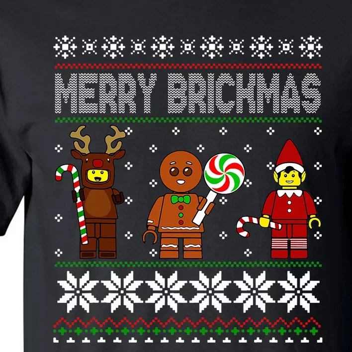 Merry Brickmas Ugly Christmas Block Brick Building Tall T-Shirt