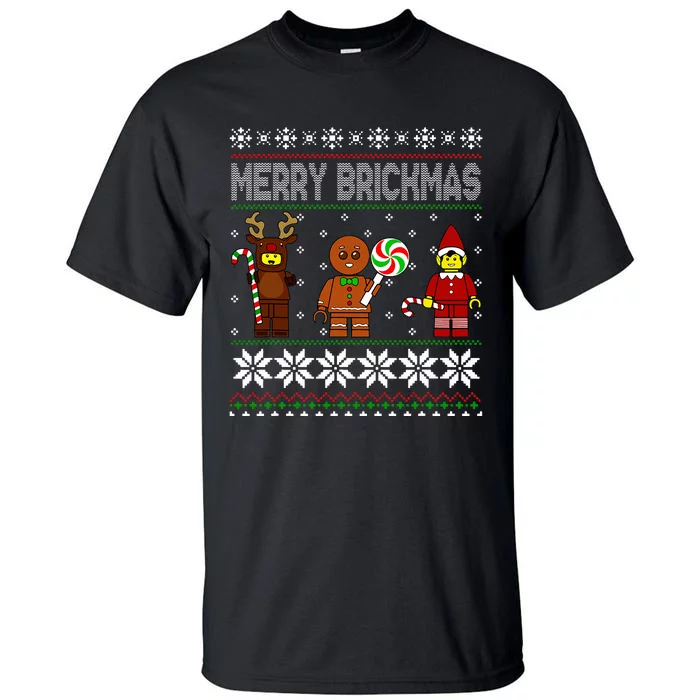 Merry Brickmas Ugly Christmas Block Brick Building Tall T-Shirt