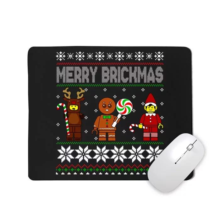 Merry Brickmas Ugly Christmas Block Brick Building Mousepad