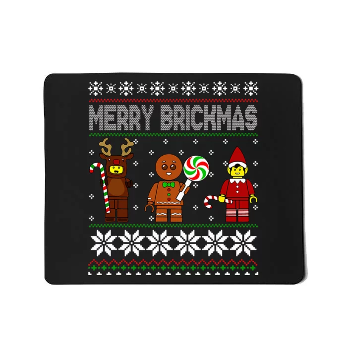 Merry Brickmas Ugly Christmas Block Brick Building Mousepad