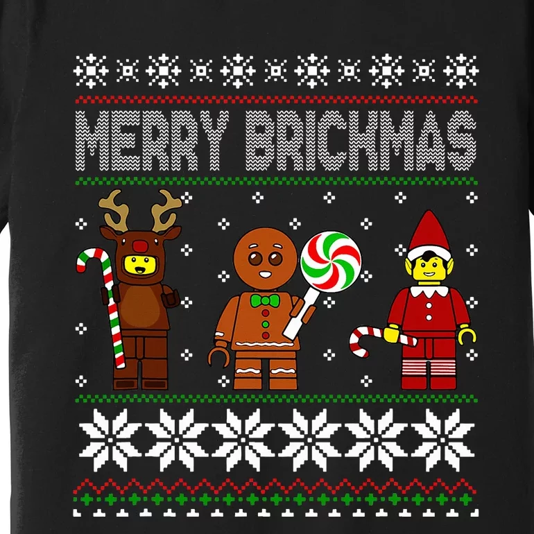 Merry Brickmas Ugly Christmas Block Brick Building Premium T-Shirt