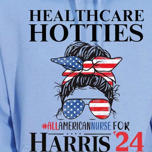 Messy Bun Usa Nurse Healthcare Hotties For Harris 24 Unisex Surf Hoodie