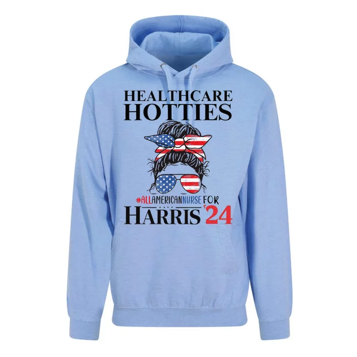 Messy Bun Usa Nurse Healthcare Hotties For Harris 24 Unisex Surf Hoodie