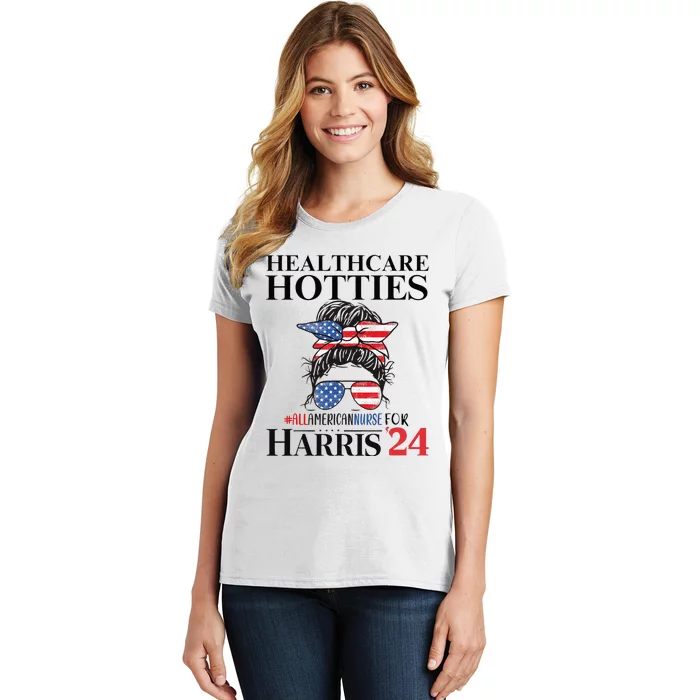 Messy Bun Usa Nurse Healthcare Hotties For Harris 24 Women's T-Shirt