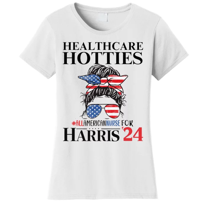 Messy Bun Usa Nurse Healthcare Hotties For Harris 24 Women's T-Shirt