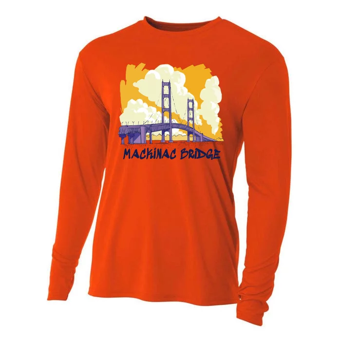 Mackinac Bridge US Travel Cooling Performance Long Sleeve Crew