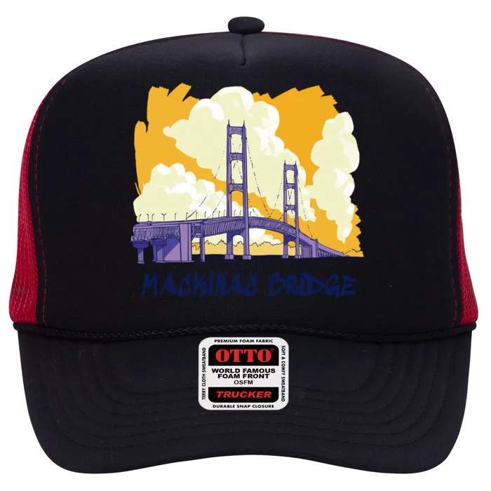 Mackinac Bridge US Travel High Crown Mesh Trucker Hat