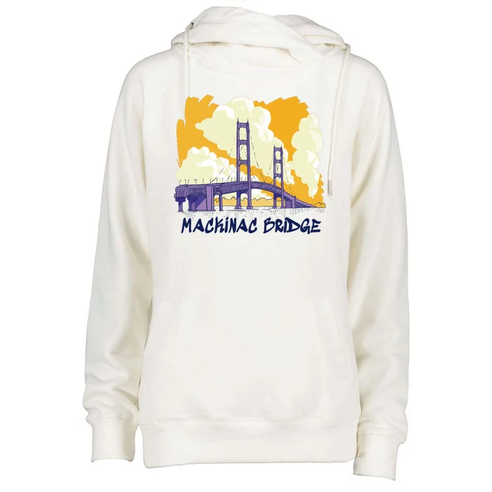 Mackinac Bridge US Travel Womens Funnel Neck Pullover Hood