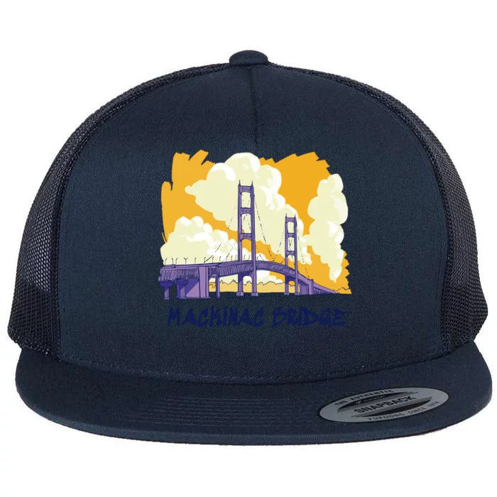 Mackinac Bridge US Travel Flat Bill Trucker Hat