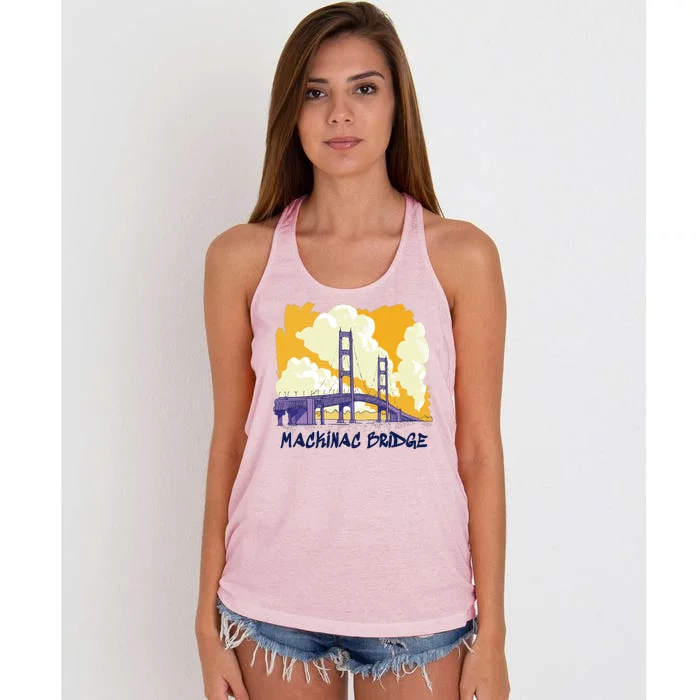 Mackinac Bridge US Travel Women's Knotted Racerback Tank