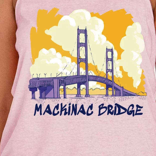 Mackinac Bridge US Travel Women's Knotted Racerback Tank