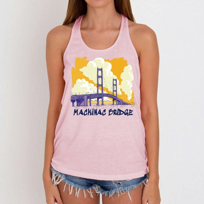 Mackinac Bridge US Travel Women's Knotted Racerback Tank