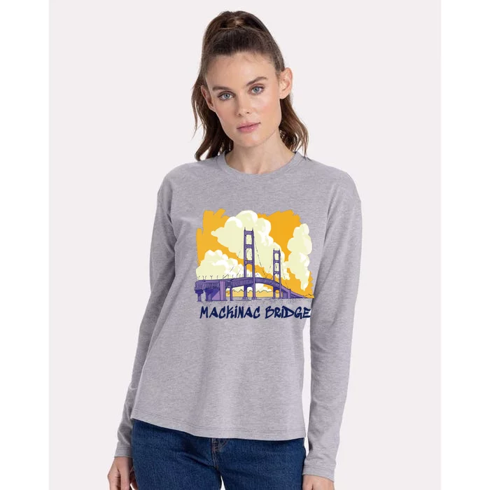 Mackinac Bridge US Travel Womens Cotton Relaxed Long Sleeve T-Shirt