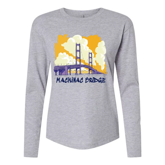 Mackinac Bridge US Travel Womens Cotton Relaxed Long Sleeve T-Shirt