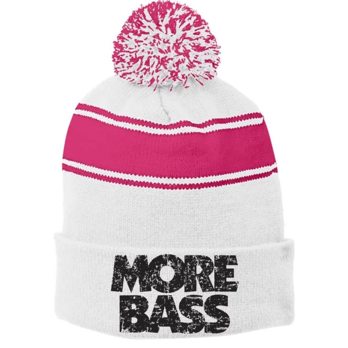 More Bass Vintage Black Bassist Bass Players Stripe Pom Pom Beanie