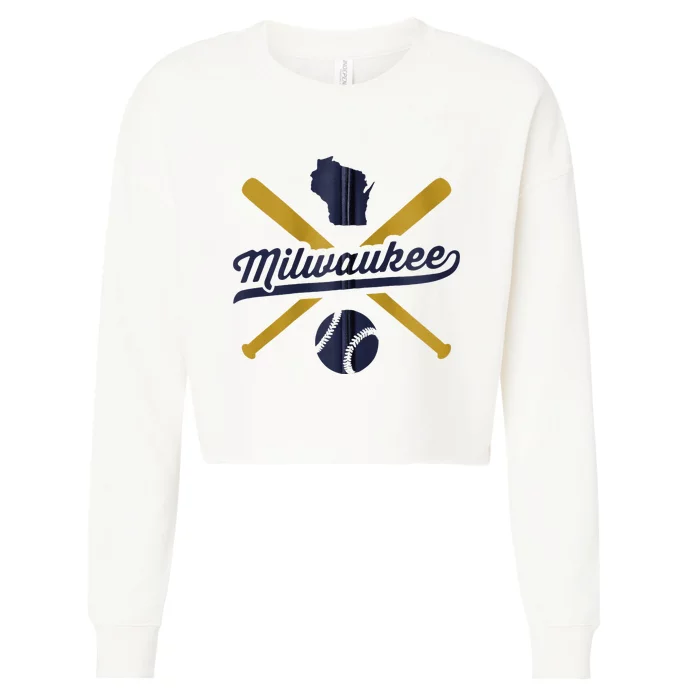 Milwaukee Baseball Vintage Wisconsin Pride Love City Cropped Pullover Crew