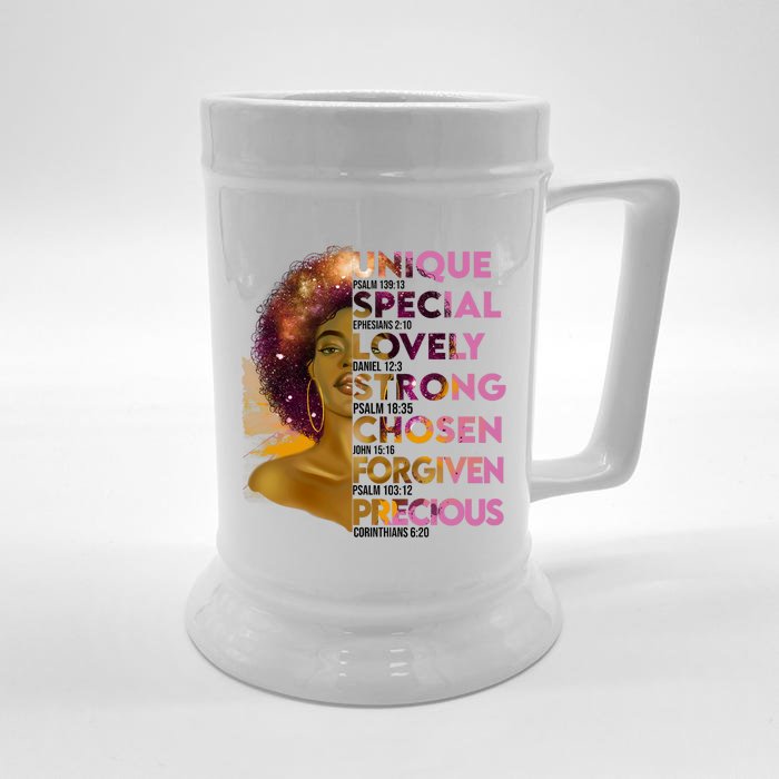 Motivational Bible Verses For African American Women Front & Back Beer Stein