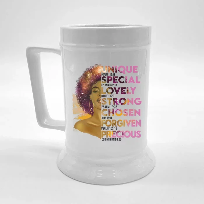 Motivational Bible Verses For African American Women Front & Back Beer Stein