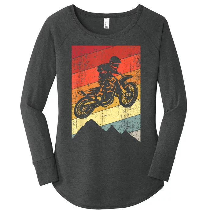 Motocross Bike Vintage Dirtbike Gift Racing Retro Dirt Bike Women's Perfect Tri Tunic Long Sleeve Shirt