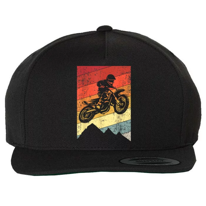 Motocross Bike Vintage Dirtbike Gift Racing Retro Dirt Bike Wool Snapback Cap