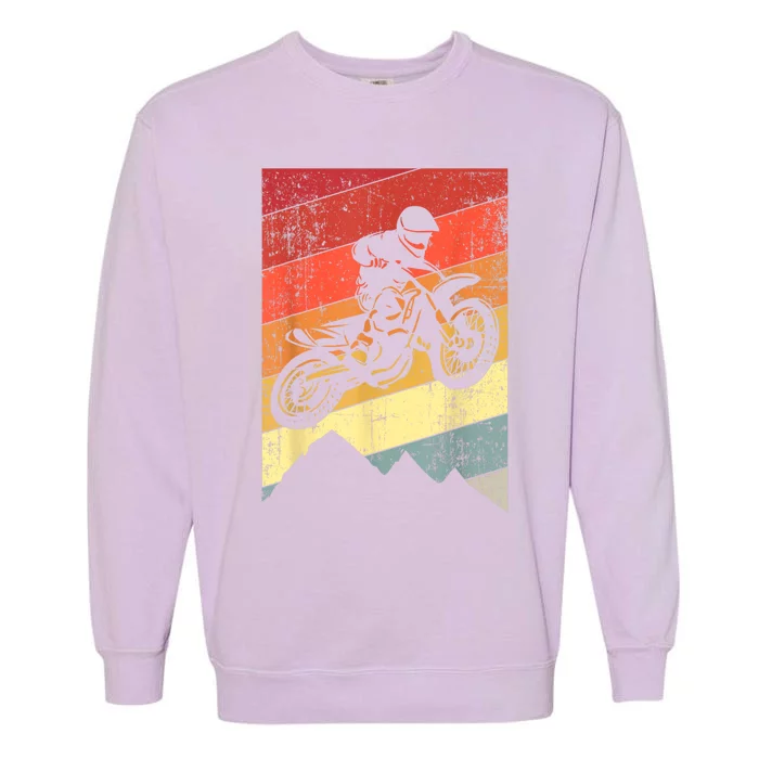 Motocross Bike Vintage Dirtbike Gift Racing Retro Dirt Bike Garment-Dyed Sweatshirt