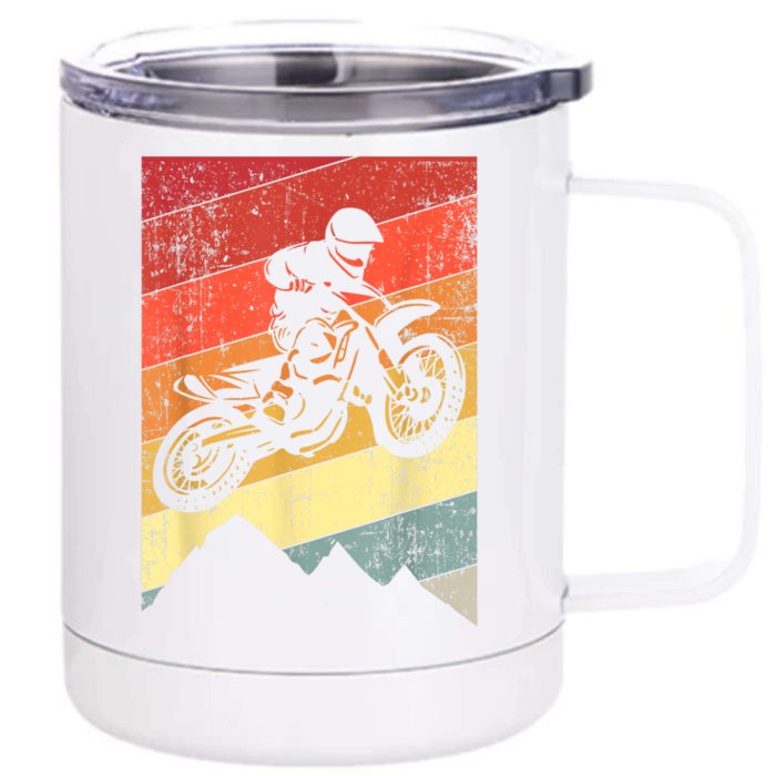 Motocross Bike Vintage Dirtbike Gift Racing Retro Dirt Bike Front & Back 12oz Stainless Steel Tumbler Cup