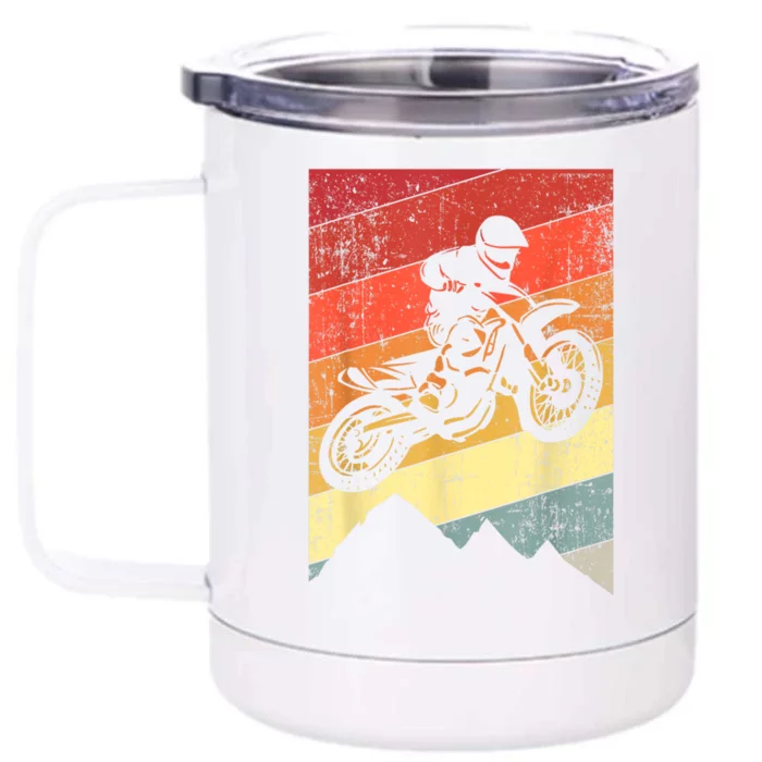 Motocross Bike Vintage Dirtbike Gift Racing Retro Dirt Bike Front & Back 12oz Stainless Steel Tumbler Cup