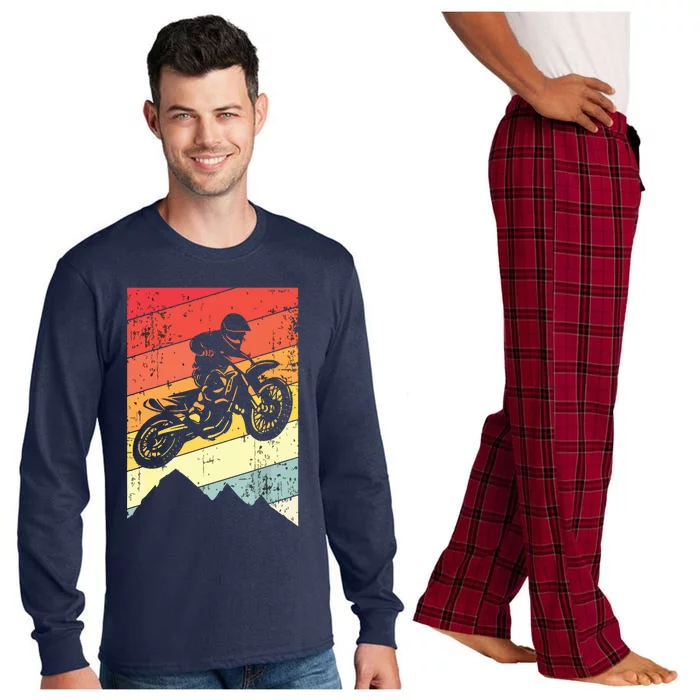 Motocross Bike Vintage Dirtbike Gift Racing Retro Dirt Bike Long Sleeve Pajama Set