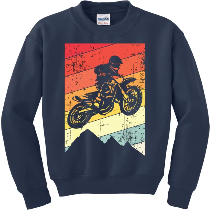 Motocross Bike Vintage Dirtbike Gift Racing Retro Dirt Bike Kids Sweatshirt