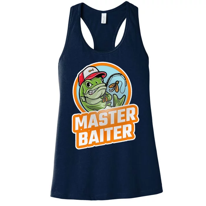 Master Baiter Vintage Bass Fishing Funny Angler Women's Racerback Tank