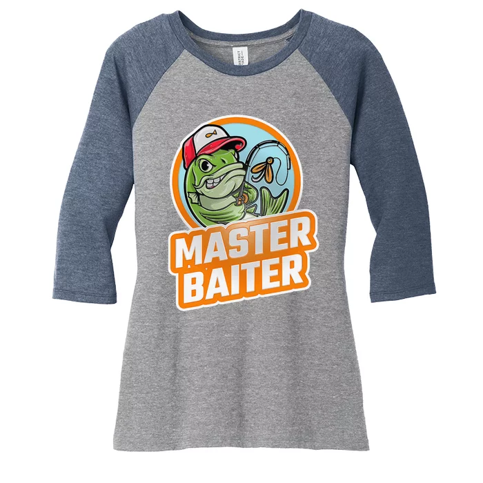 Master Baiter Vintage Bass Fishing Funny Angler Women's Tri-Blend 3/4-Sleeve Raglan Shirt