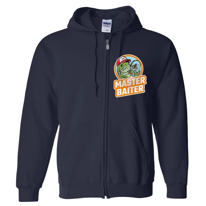 Master Baiter Vintage Bass Fishing Funny Angler Full Zip Hoodie