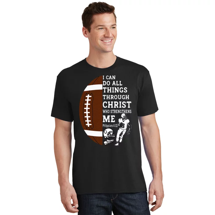 Motivational Bible Verse Christian Gifts Football T-Shirt