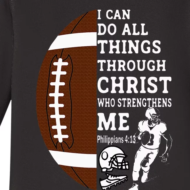 Motivational Bible Verse Christian Gifts Football Baby Long Sleeve Bodysuit