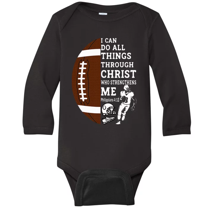 Motivational Bible Verse Christian Gifts Football Baby Long Sleeve Bodysuit