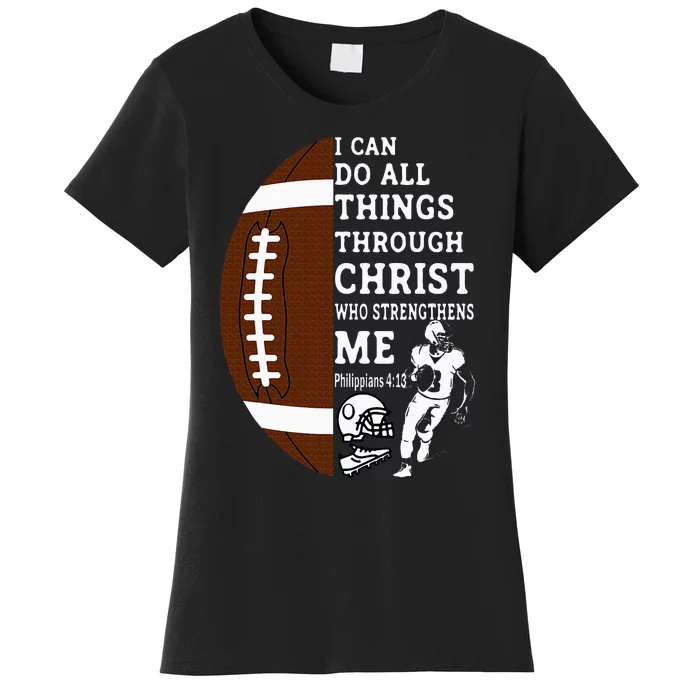 Motivational Bible Verse Christian Gifts Football Women's T-Shirt