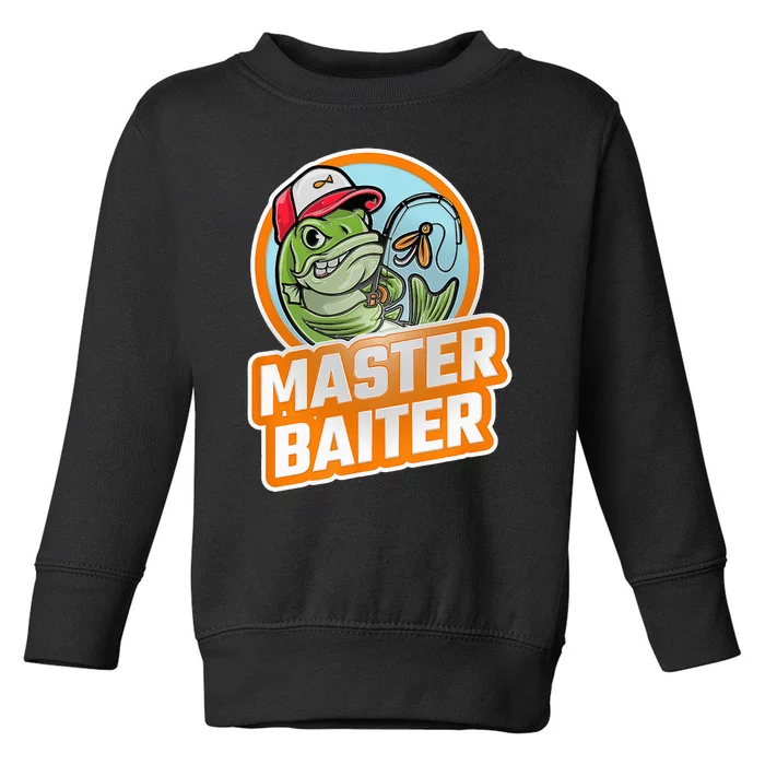 Master Baiter Vintage Bass Fishing Funny Angler Toddler Sweatshirt