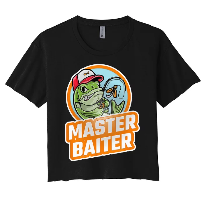 Master Baiter Vintage Bass Fishing Funny Angler Women's Crop Top Tee