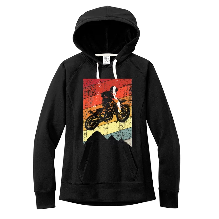 Motocross Bike Vintage Dirtbike Gift Racing Retro Women's Fleece Hoodie