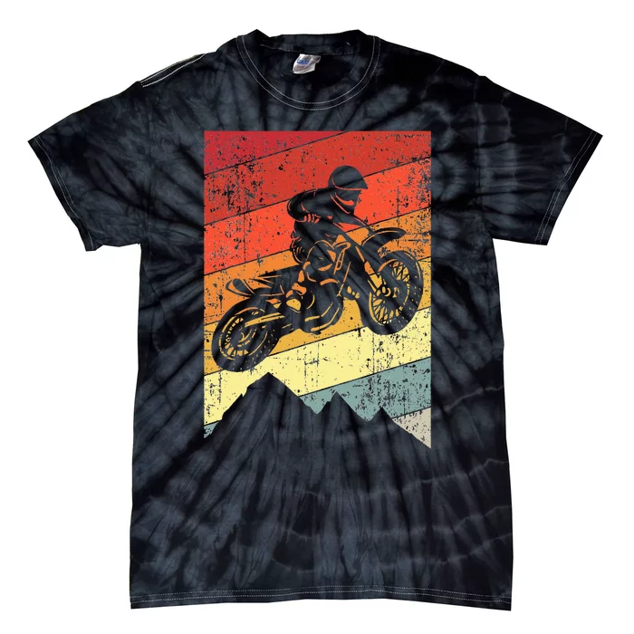 Motocross Bike Vintage Dirtbike Gift Racing Retro Tie-Dye T-Shirt