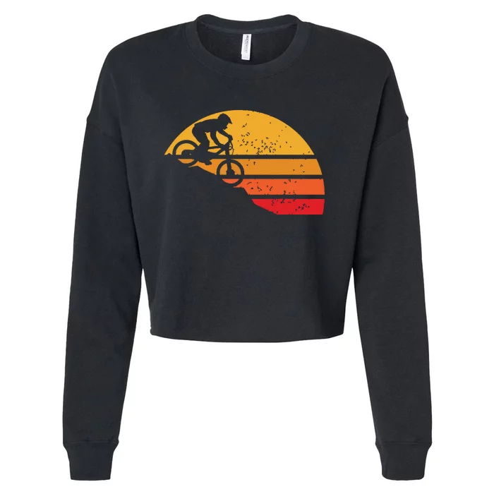 Mountain Bike Vintage MTB Downhill Biking Cycling Biker Gift Cropped Pullover Crew